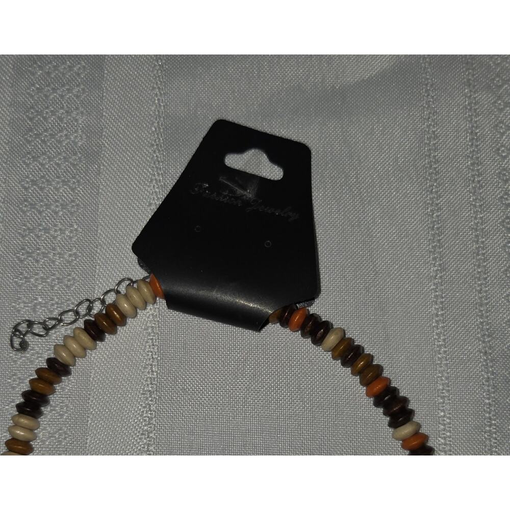 Multi Strand Seed Beads Necklace Fashion Fall Color Orange Brown Cream Costume - Picture 7 of 9